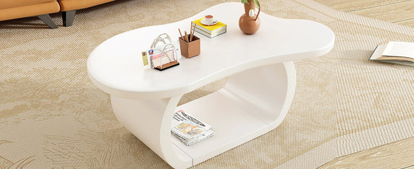 English Elm ON-TREND Cloud Coffee Table with Curved Legs, 1.5" Thick Round-Edge Top, Lightweight Stylish Accent for Living Room White N721P262567K
