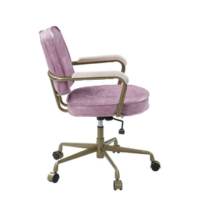 English Elm Siecross Ergonomic Pink Top-Grain Leather Office Chair with 3" Cushion, 360° Swivel & Adjustable Height B2726P265728