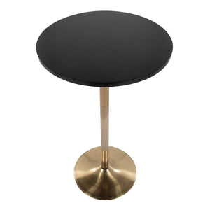 English Elm Pebble Adjustable Dining or Bar Table in Gold Metal & Black Wood — Contemporary Glam, Seats Two Elegantly B202P223362