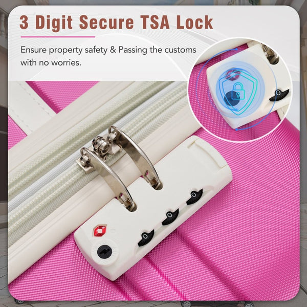 English Elm Hardshell Abs Spinner Luggage Set Four Piece Expandable Tsa Lock Travel Suitcases Pink N732P170218H