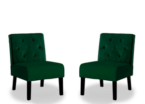 English Elm Reese 53" Armless Button Tufted Accent Chair Set of 2 with Velvet Upholstery, Curved Back Comfort Green B2735P271021