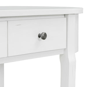 English Elm Trexm Vintage French Country Console Table Pine Frame Glazed Finish Two Drawers N715P230796K