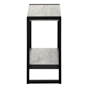 English Elm Accent C-Shaped Side Table with Reclaimed Wood-Look Top and Sleek Metal Frame for Small Spaces Grey 28 L x 15 W x 9 H B2710P219145