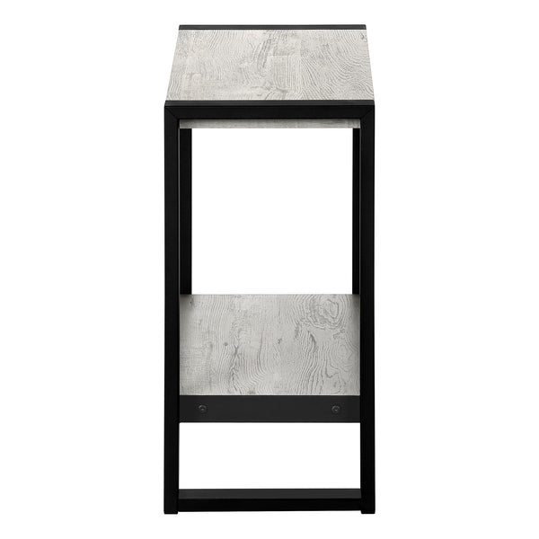 English Elm Accent C-Shaped Side Table with Reclaimed Wood-Look Top and Sleek Metal Frame for Small Spaces Grey 28 L x 15 W x 9 H B2710P219145