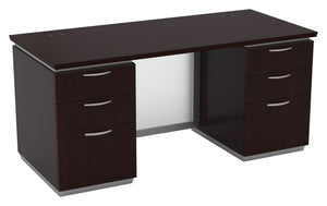 OSP Home Furnishings Tuxedo Executive Dual Pedestal Office Desk with Spacious Work Surface and Smooth Drawer Glides 66X30 TUXDKR-TYP3