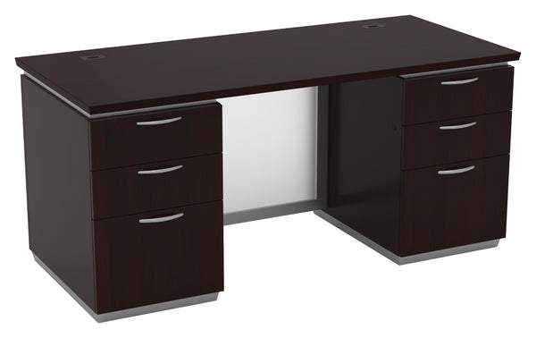 OSP Home Furnishings Tuxedo Executive Dual Pedestal Office Desk with Spacious Work Surface and Smooth Drawer Glides 66X30 TUXDKR-TYP3