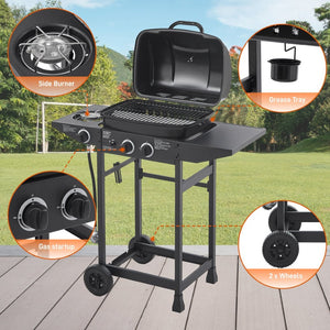 English Elm 2 Burner Propane Grill with Side Stainless Steel 24000 Btu Outdoor Patio W1820P341739