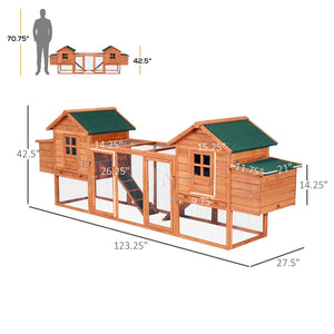 English Elm Chicken Coop Dual Fir Wood Backyard Hen House with Fenced Run and Nesting Boxes T3971S00012