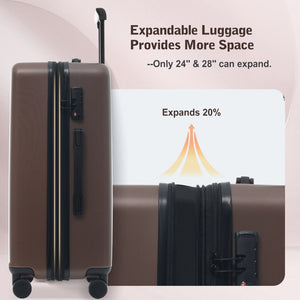 English Elm Luggage 5 Piece Hardside Abs Set with Front Access Carry on and Tsa Spinner Wheels Brown N732P391544O