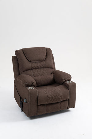 English Elm Lounge Electric Lift Recliner Chair - Oversized Velvet Sofa With 180° Full Recline & Cup Holders W547S00050