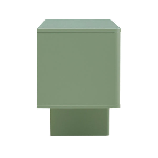 English Elm Ella Mid-Century 59" TV Stand with Cable Management, Adjustable Shelves, Drawer & Sled Legs Sage Green B365S00122