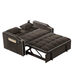 English Elm Versatile Velvet Sleeper Loveseat with Usb Charging Tufted Convertible Sofa Bed W3705P354657