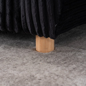 English Elm Modern Black Corduroy Sofa Couch - Stylish 84" Sectional Love Seat For Living Rooms & Home Offices W2363S00075