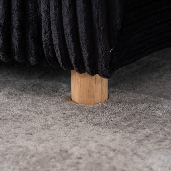 English Elm Modern Black Corduroy Sofa Couch - Stylish 84" Sectional Love Seat For Living Rooms & Home Offices W2363S00075