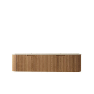 English Elm Dina Floating Plywood Bathroom Vanity with Sintered Stone Top and French Textured Drawers W2615P338029