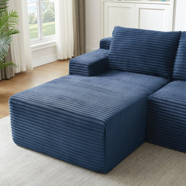 English Elm L-shaped Cloud Sectional Corduroy Sofa Deep Seat Sleeper for Modern Living Spaces W2339P424646