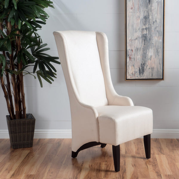 English Elm Christopher Knight Home® - DINING Chair with High Winged Back Upholstery, Plush Comfort, Tapered Birch Wood Legs, Modern Elegance Beige 59260.00BEI