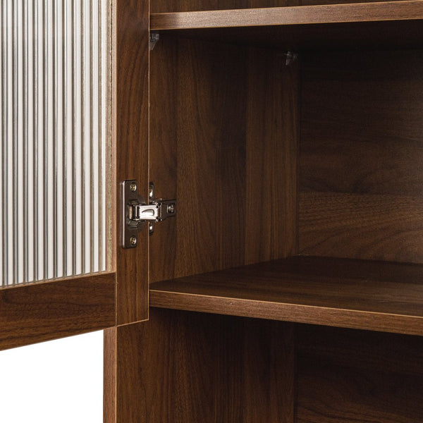 English Elm 70.87" Tall Pantry Cabinet with Pull-Out Multi-Tier Shelves, Drawers & Glass Door for Organized Kitchens W331S00197 W331S00197