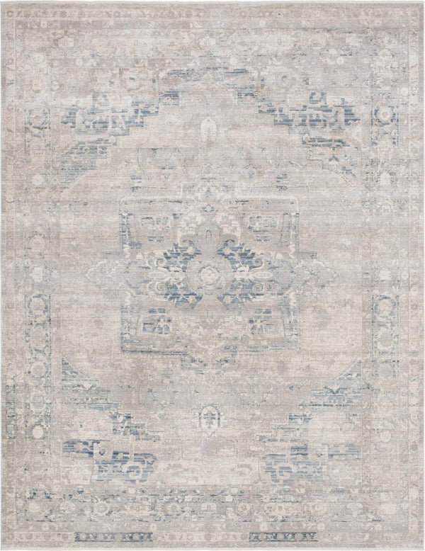 Unique Loom Noble Victoria Machine Made Medallion Rug Gray, Blue/Navy Blue/Ivory 10' 0" x 13' 5"