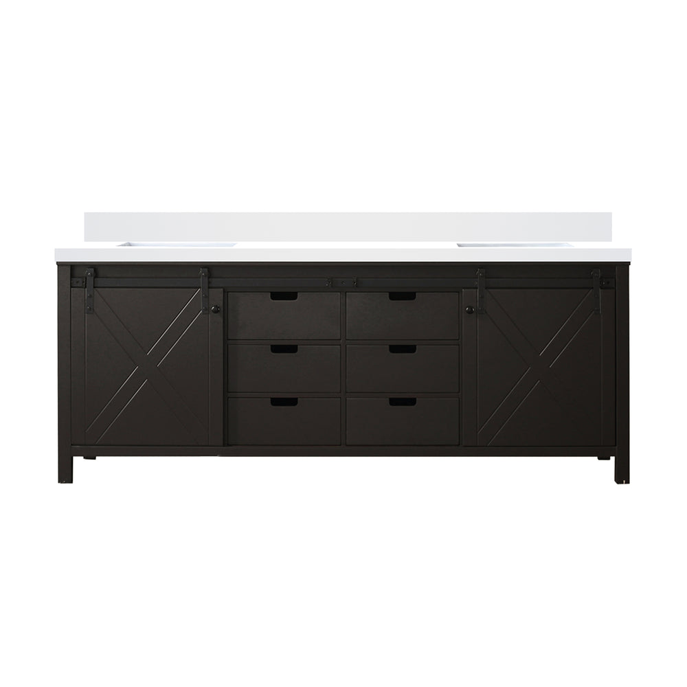 English Elm Brown Double-Sink Vanity 84" W X 22" D With Cultured Marble Top, Ample Storage & Elegant Design B2731P260171