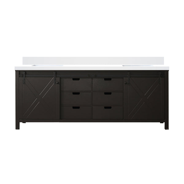 English Elm Brown Double-Sink Vanity 84" W X 22" D With Cultured Marble Top, Ample Storage & Elegant Design B2731P260171