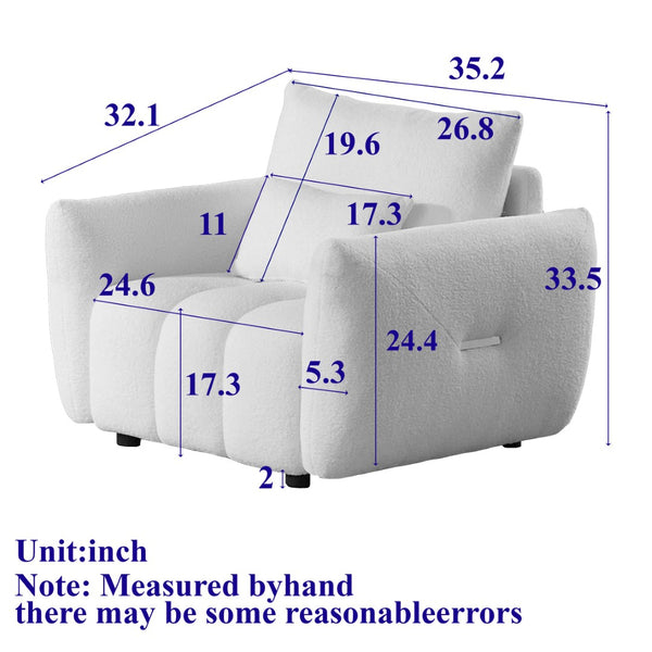 English Elm Mh35.2'' Teddy Fleece Lounge Chair Plush Upholstered Accent Seat for Bedroom or Office Green W1193P422125