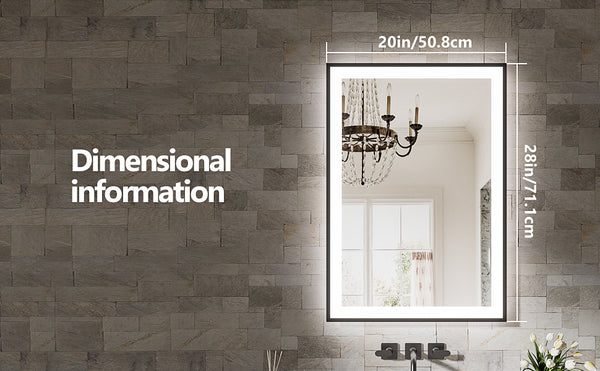 English Elm 20X28 Inch Frameless Led Bathroom Mirror - Smart Anti-Fog, Dimmable Lighting & Durable Design T3757P346981