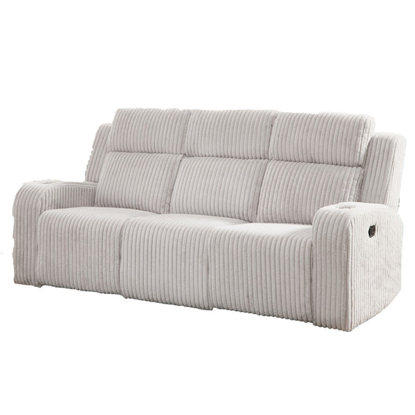English Elm Recliner Sofa with Corduroy Upholstery Bluetooth Speaker and Wireless Charging for Home Theater Grey W3900P386053
