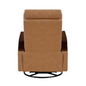 English Elm Luxurious swivel glider recliner chair with top-grain leather, plush foam over coils and sturdy frame Camel 32.5 L x 32 W x 26 H B011P395824