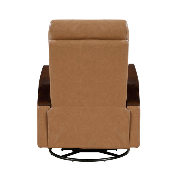 English Elm Luxurious swivel glider recliner chair with top-grain leather, plush foam over coils and sturdy frame Camel 32.5 L x 32 W x 26 H B011P395824