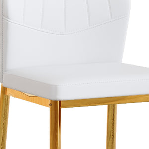 English Elm Set of 6 Pu Leather Dining Chairs with Gold Metal Legs for Glam Modern Rooms W1151P359613
