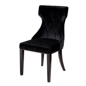 English Elm Reine Wood Upholstered Dining Chair with Solid Beech Frame, Velvet Stitch Detail, 300 lb Capacity Black B365P397815