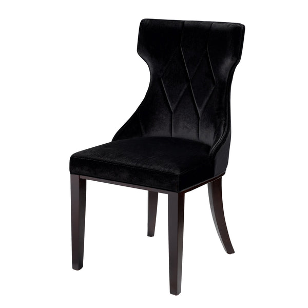English Elm Reine Wood Upholstered Dining Chair with Solid Beech Frame, Velvet Stitch Detail, 300 lb Capacity Black B365P397815