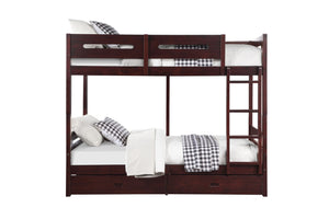 English Elm Nissa Espresso Twin/Twin Bunk Bed with Storage Drawers, Solid Wood, Safety Rails, Easy Assembly B2726S00331