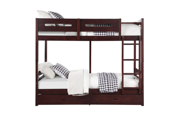 English Elm Nissa Espresso Twin/Twin Bunk Bed with Storage Drawers, Solid Wood, Safety Rails, Easy Assembly B2726S00331