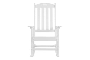 English Elm Rocking all-weather outdoor lounge chair in wood-look HIPS with 304 stainless accents, durable comfort White W2085P363911