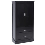 English Elm Tall Bathroom Storage Cabinet, Cabinet With Two Doors and Drawers, Adjustable Shelf, Mdf Board, Black