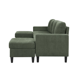 English Elm Cordory Corduroy Modular Sectional with Ottomans Retro Exposed Legs Living Room Dark Green B2748S00033