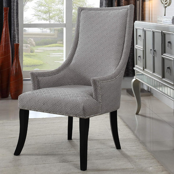 English Elm High Back Wingback Accent Chair Polyester Upholstery Nailhead Trim Tailored Living Room Seat Black+ Gray B011P439043