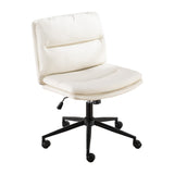 English Elm Bizerte Adjustable Swivel Criss-Cross Chair, Wide Seat/ Office Chair /Vanity Chair, White