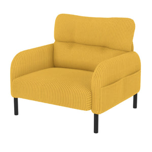 English Elm UNITED Corduroy Accent Chair with Ergonomic Curve, High-Density Foam Seat & Dual Side Pockets for Cozy Living Spaces Yellow W1568P307260