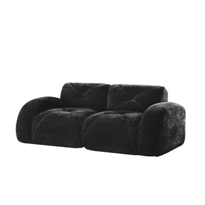 English Elm 2-seater Tufted Velvet Cloud Sofa Frameless High Density Foam Retro Luxe Living Room Black W714P387041