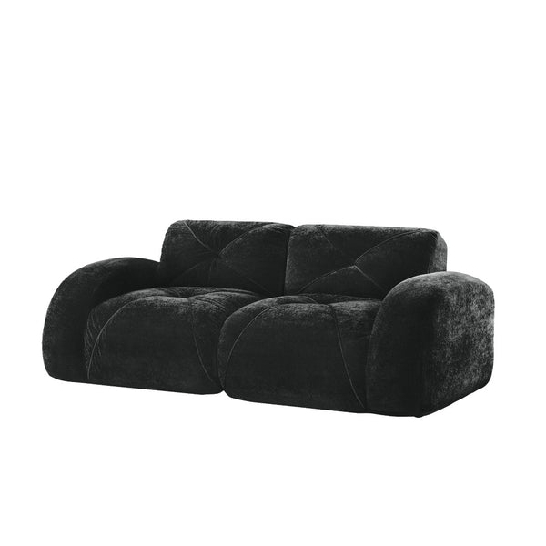 English Elm 2-seater Tufted Velvet Cloud Sofa Frameless High Density Foam Retro Luxe Living Room Black W714P387041