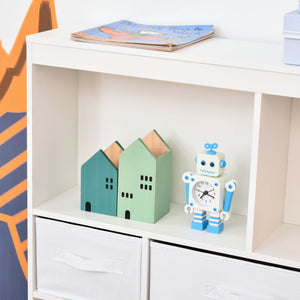 English Elm HOMCOM Kids Storage Bookcase Organizer with 8 Compartments & 3 Drawers, Stable MDF Shelf for Toys W2225P200500