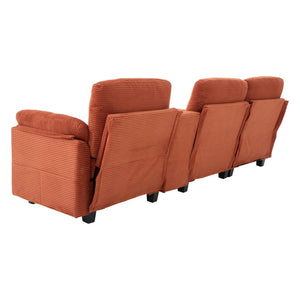 English Elm United Corduroy L-Shaped 4-Seater Sofa With Usb, Cup Holders & Storage Ottoman - Perfect For Apartments! W1568S00225-GIGA