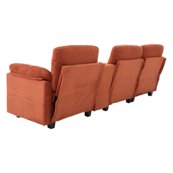 English Elm United Corduroy L-Shaped 4-Seater Sofa With Usb, Cup Holders & Storage Ottoman - Perfect For Apartments! W1568S00225-GIGA