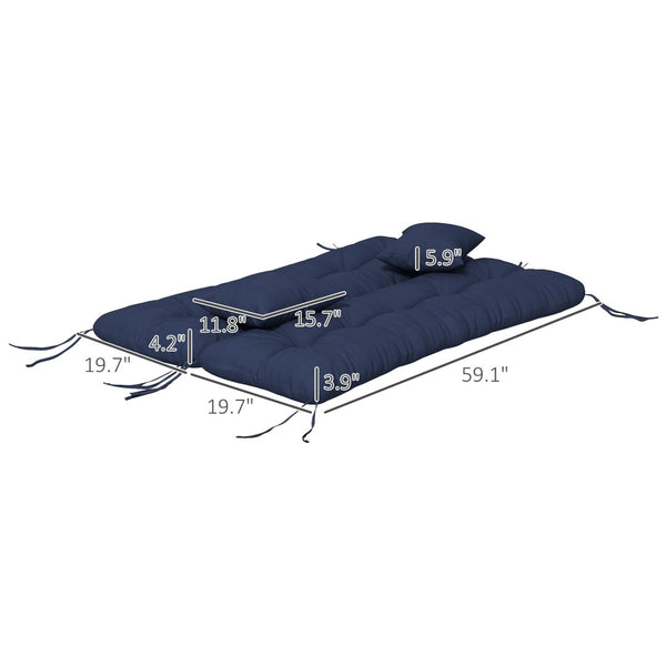 English Elm Outdoor Tufted Bench Cushion Set with Polyester Fill for Patio Porch Comfort Navy Blue T3971P442907