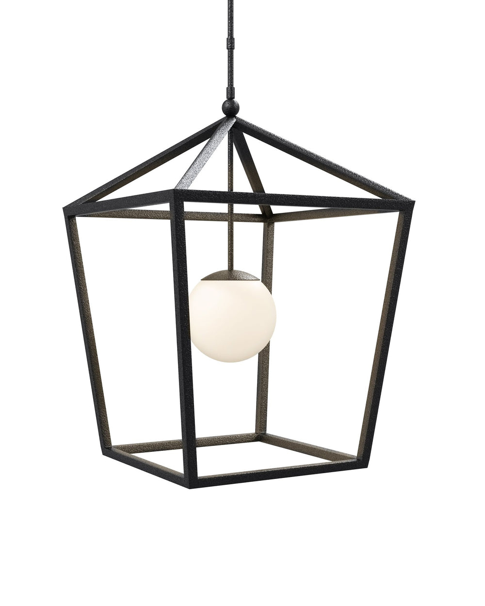 Currey & Company Denison Black Outdoor Lantern - Elegant Wrought Iron Design With Soft Glow For Patios & Porches Black Wrought Iron ,Glass 9500-0024-currey-company
