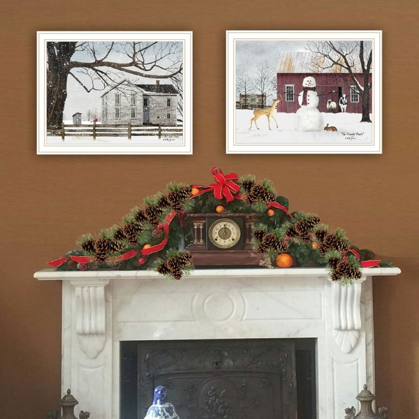 English Elm Trendy Decor 4u Billy Jacobs Pastoral Winter Two Panel Framed Wood Wall Art Set B067P255222