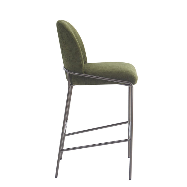 English Elm Christopher Knight Home® - Galen Upholstered Metal Barstool Set of 2 with Plush Stain-Resistant Fabric, Ergonomic Modern Design Green N775P290453N
